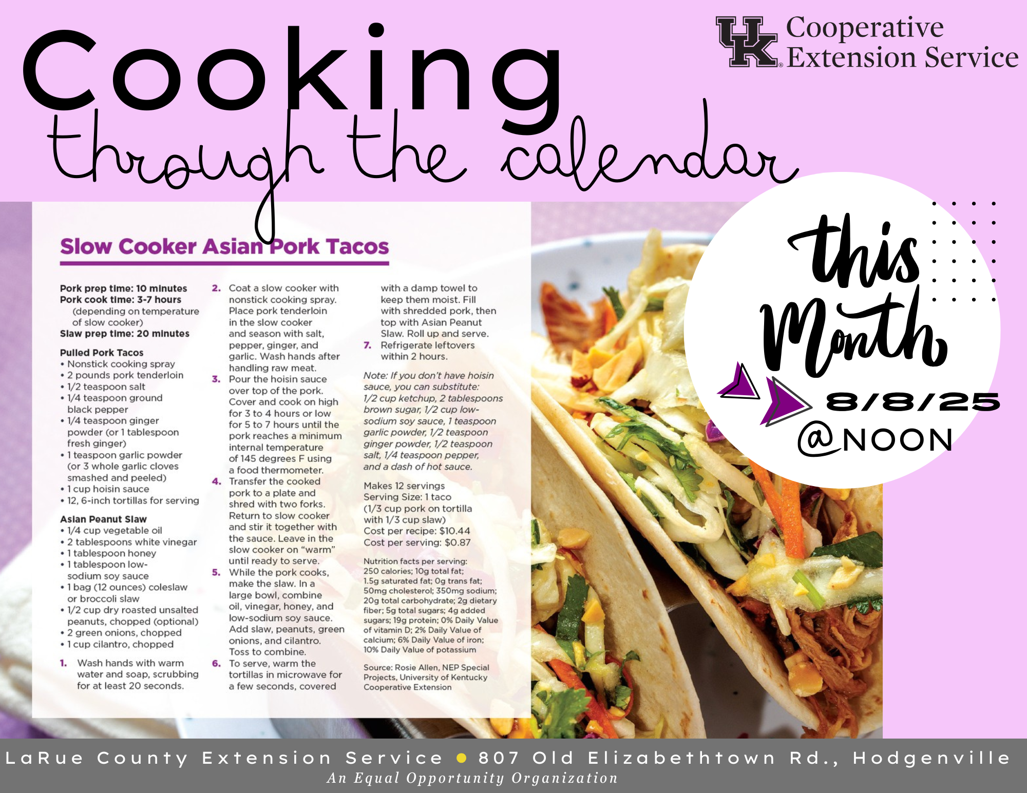 pint background with 2 plated tacos and recipe shown