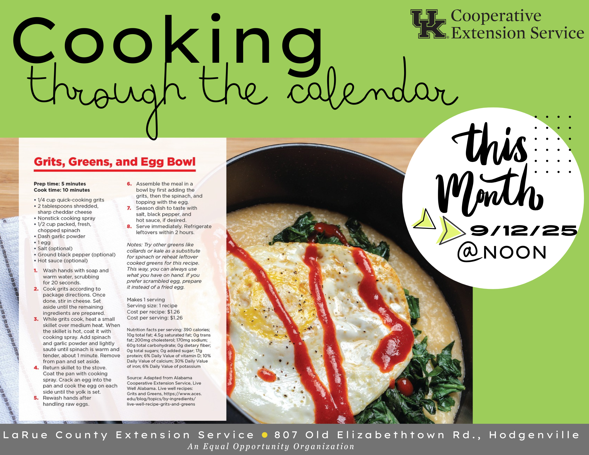 green background bowl with green spinach and egg on top with red drizzle