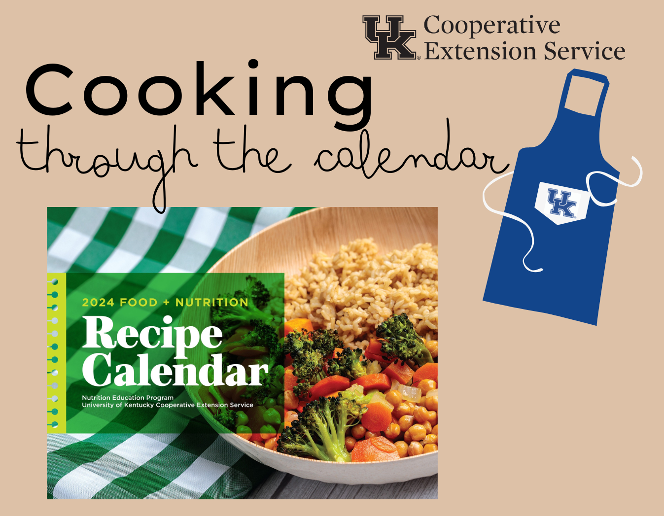 recipe calendar on tan background blue apron