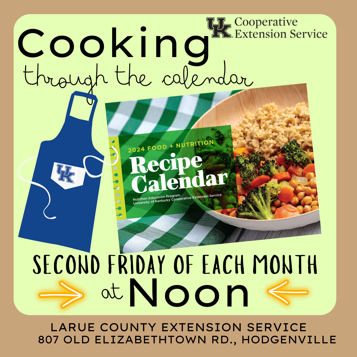 recipe calendar with blue apron