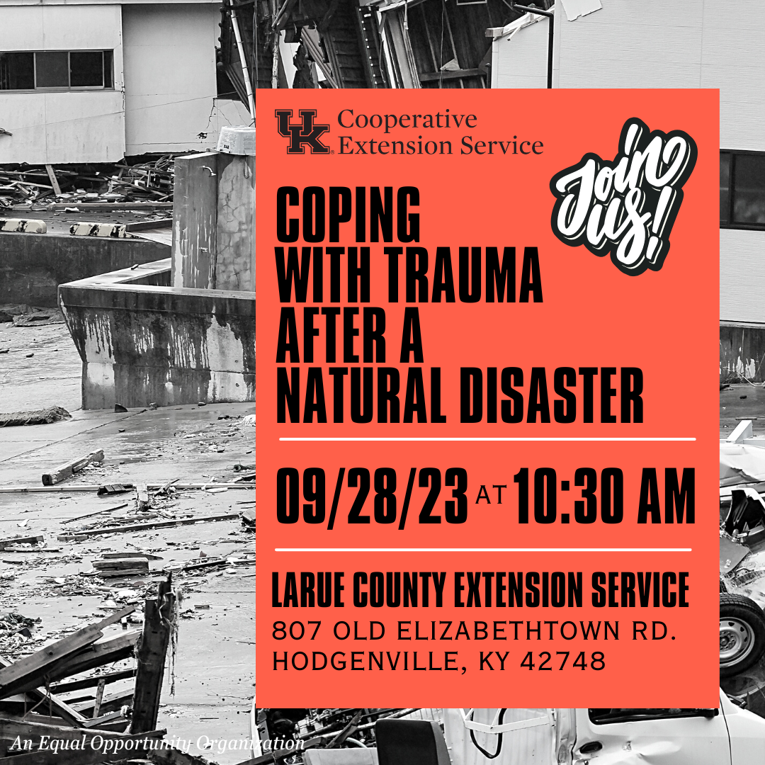 Tornado aftermath background with orange box with lesson details