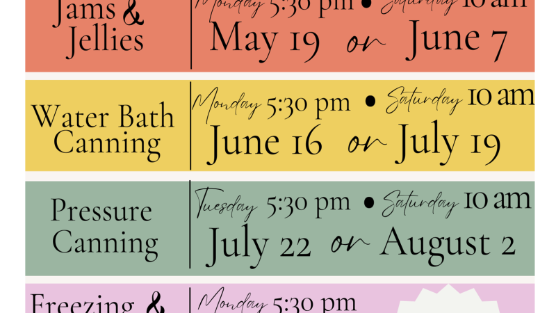 listing of classes in colored blocks