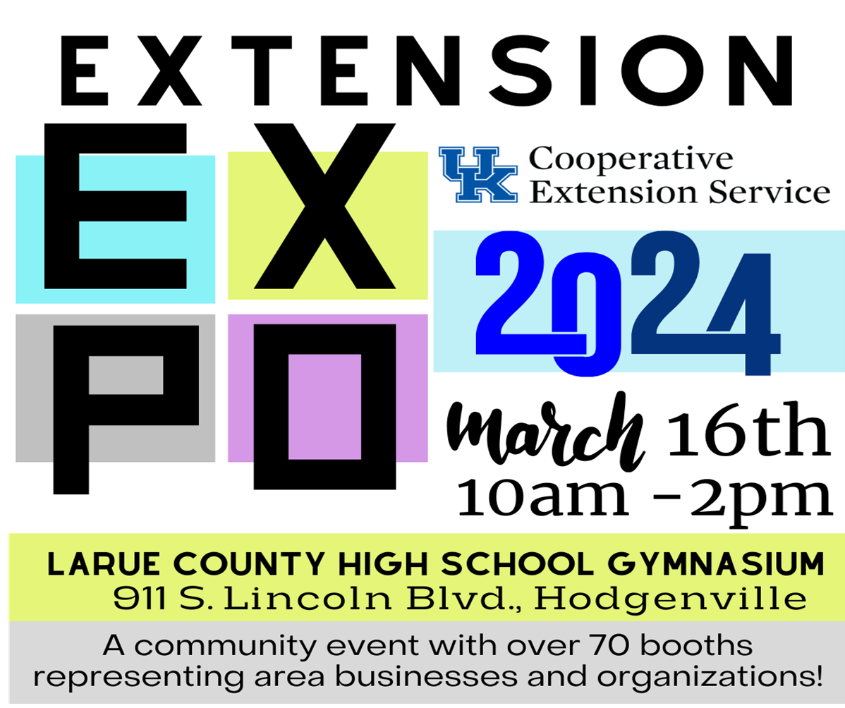 Extension Expo dates. locations. expo letters in colored boxes